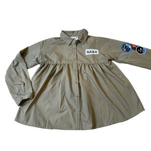 Buzz Aldrin Astronaut/NASA Brown Peplum Blouse or Costume w/ Outer Space Patches
